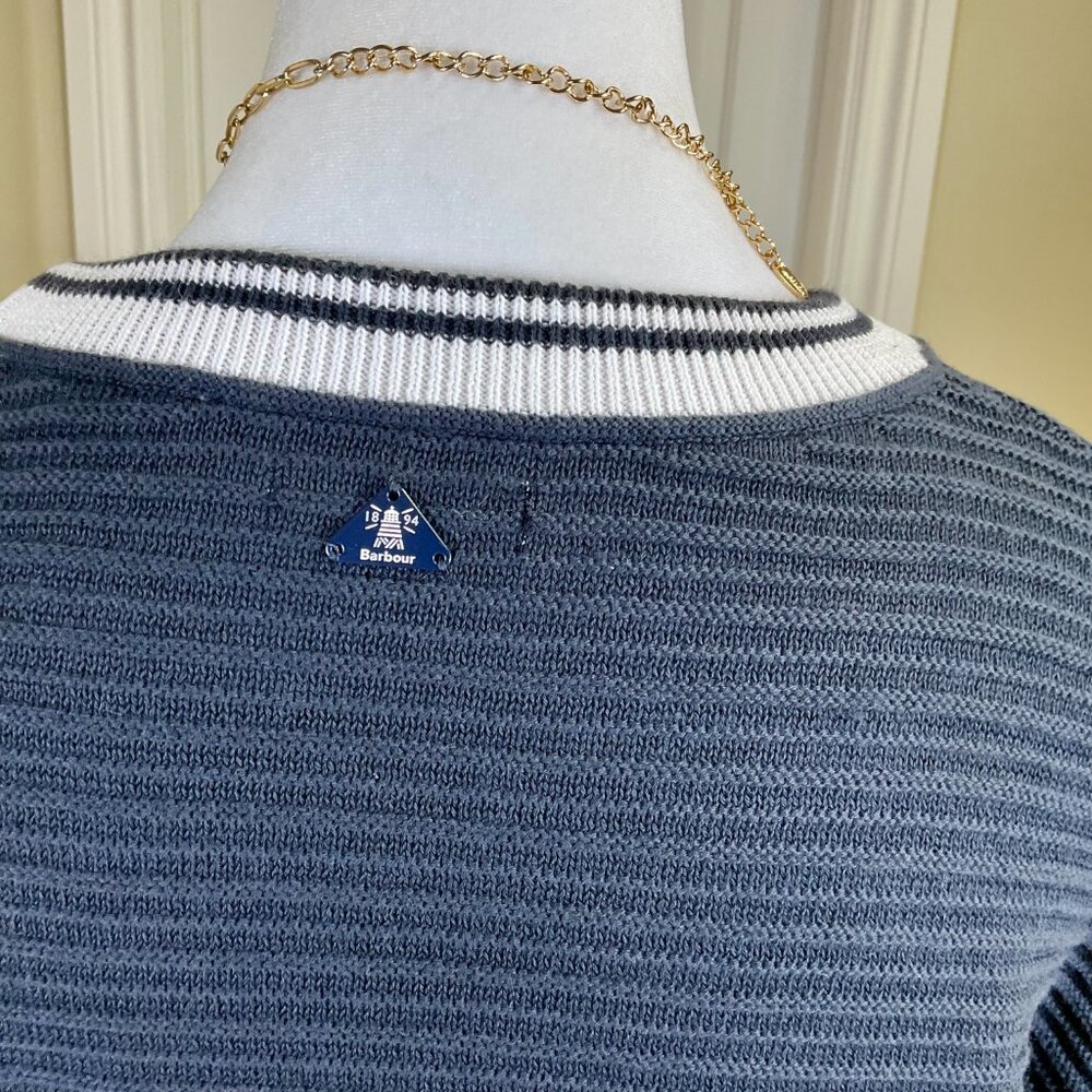 Barbour Dress Knit Cotton Blue White Coastal (8) - Picture 7 of 8